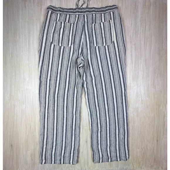 Old Navy Elastic Drawstring Waist Linen Blend Striped Wide Leg Pants Large - Picture 5 of 14